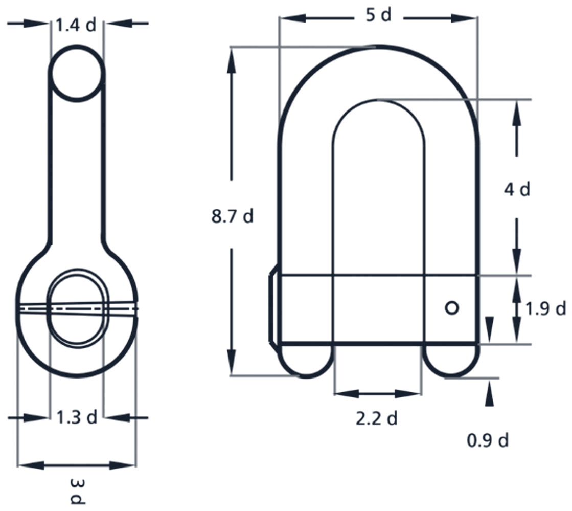 anchor d type joining shackle dimension diagram