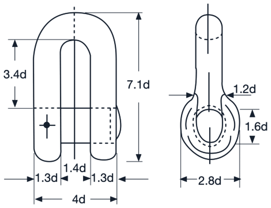chain d type joining shackle dimension diagram