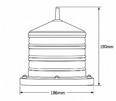 JEY-LS-E dimension drawing: height 190 mm, base diameter 186 mm